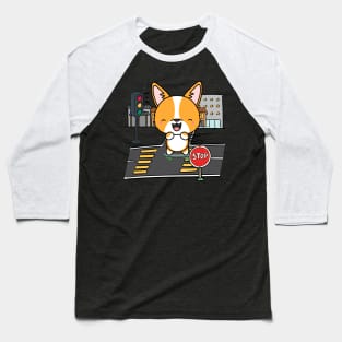 Funny corgi is on a skateboard Baseball T-Shirt
